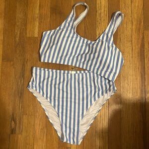 Striped Blue and White Bikini Set